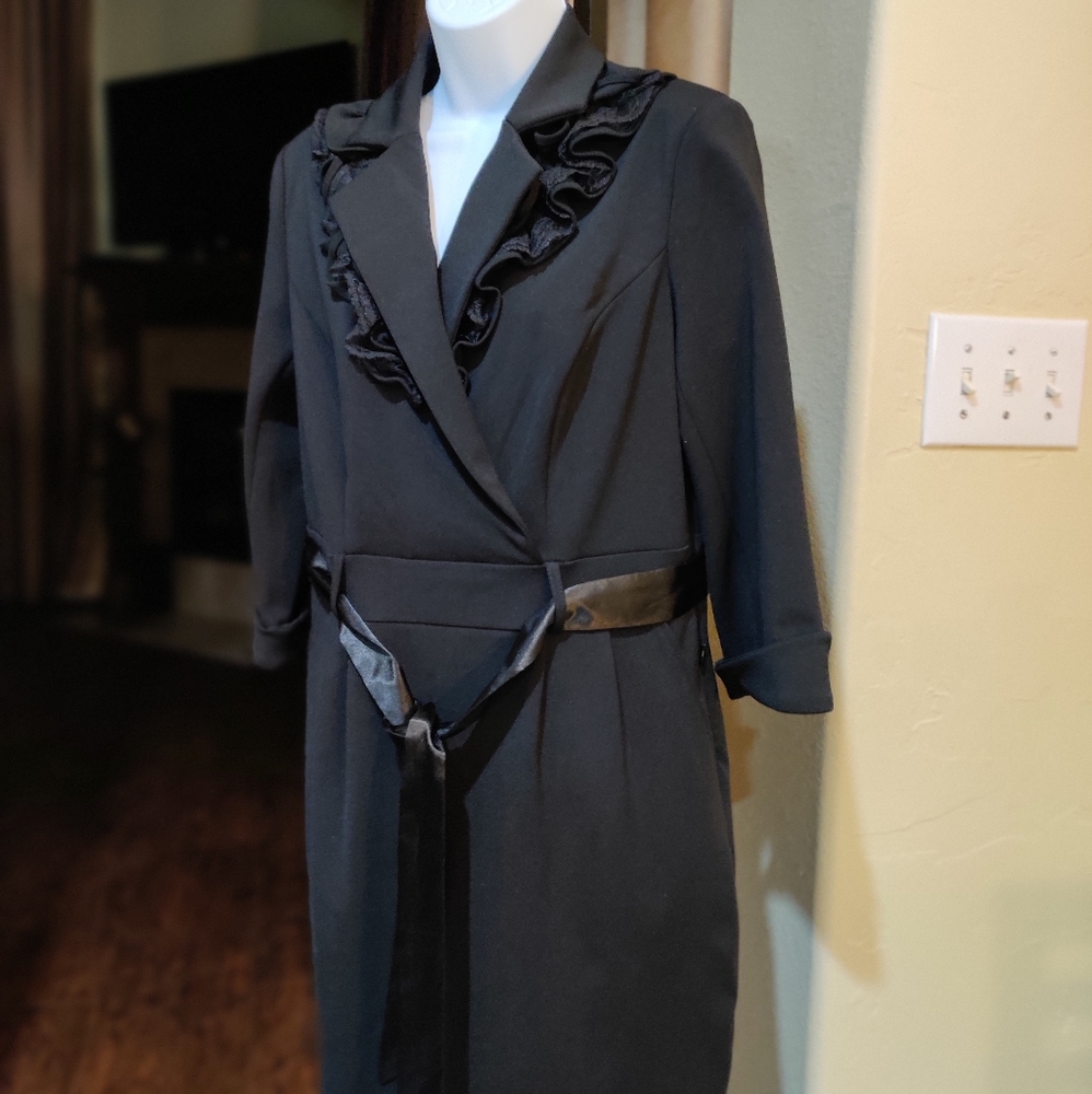 Simon Chang Black Dress With Ruffles